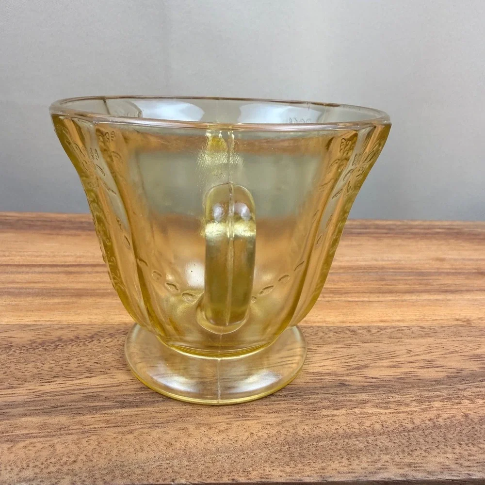 Federal Glass Madrid‎ Amber Yellow Depression Glass Creamer and Sugar Bowl Set